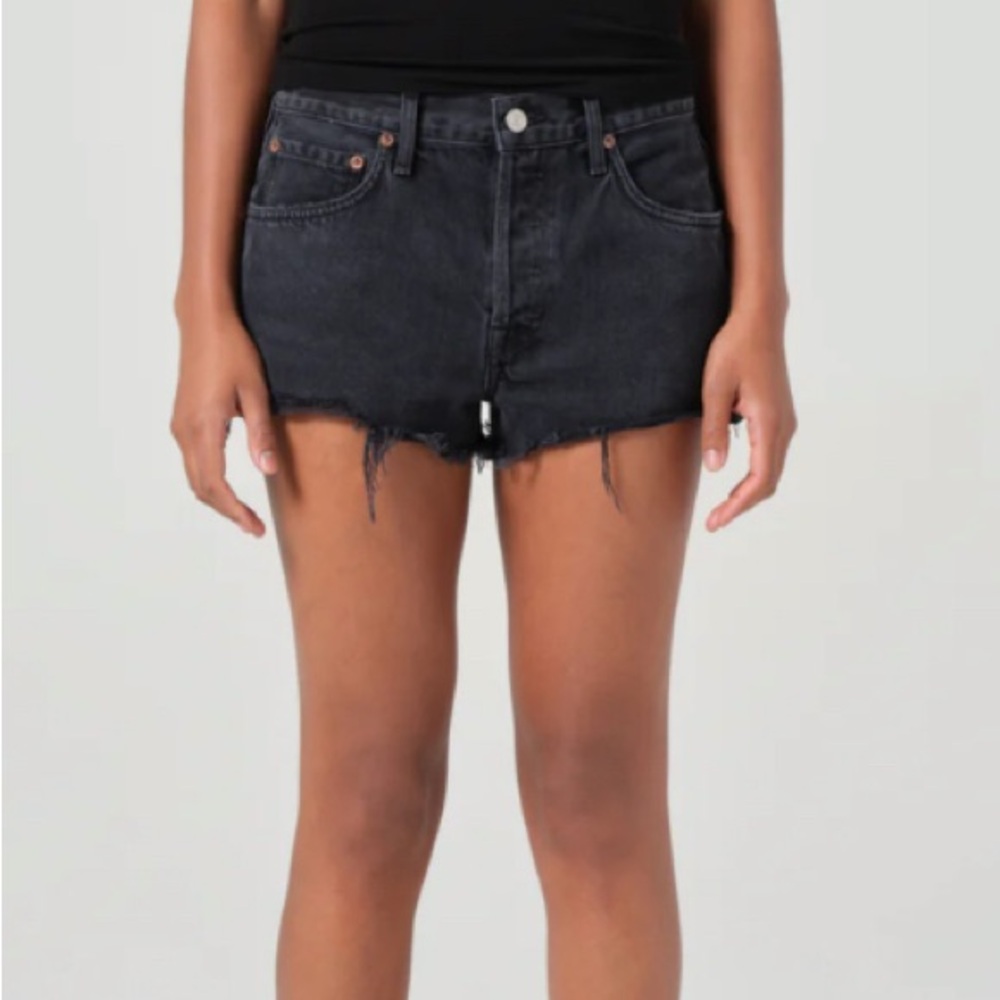 Agolde Black Jean Shorts High-Waisted Cut-Off
